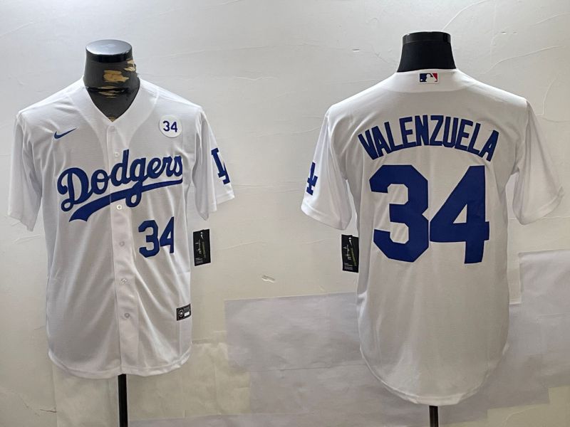 Men Los Angeles Dodgers #34 Valenzuela White Game 2024 Nike MLB Jersey style 11208->los angeles dodgers->MLB Jersey